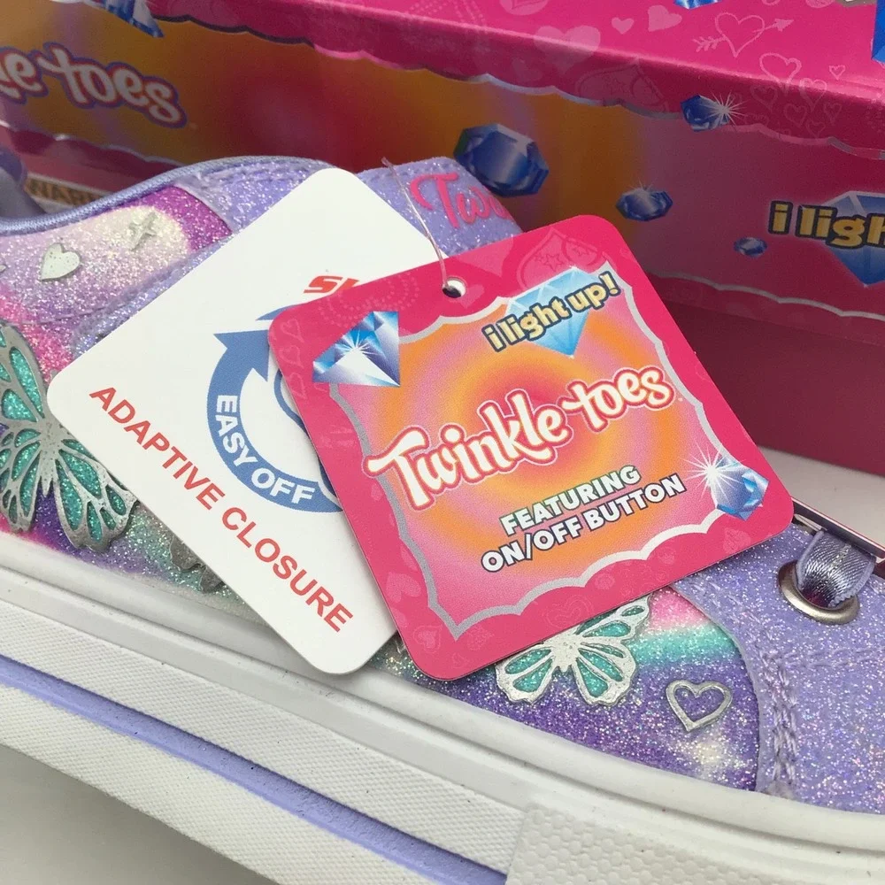 Skechers Twinkle Toes S Lights Butterfly Sky Lavender Kids Shoes Size 2 NEW